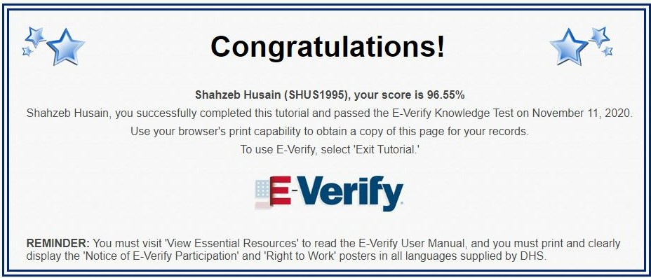 E-Verify Completion